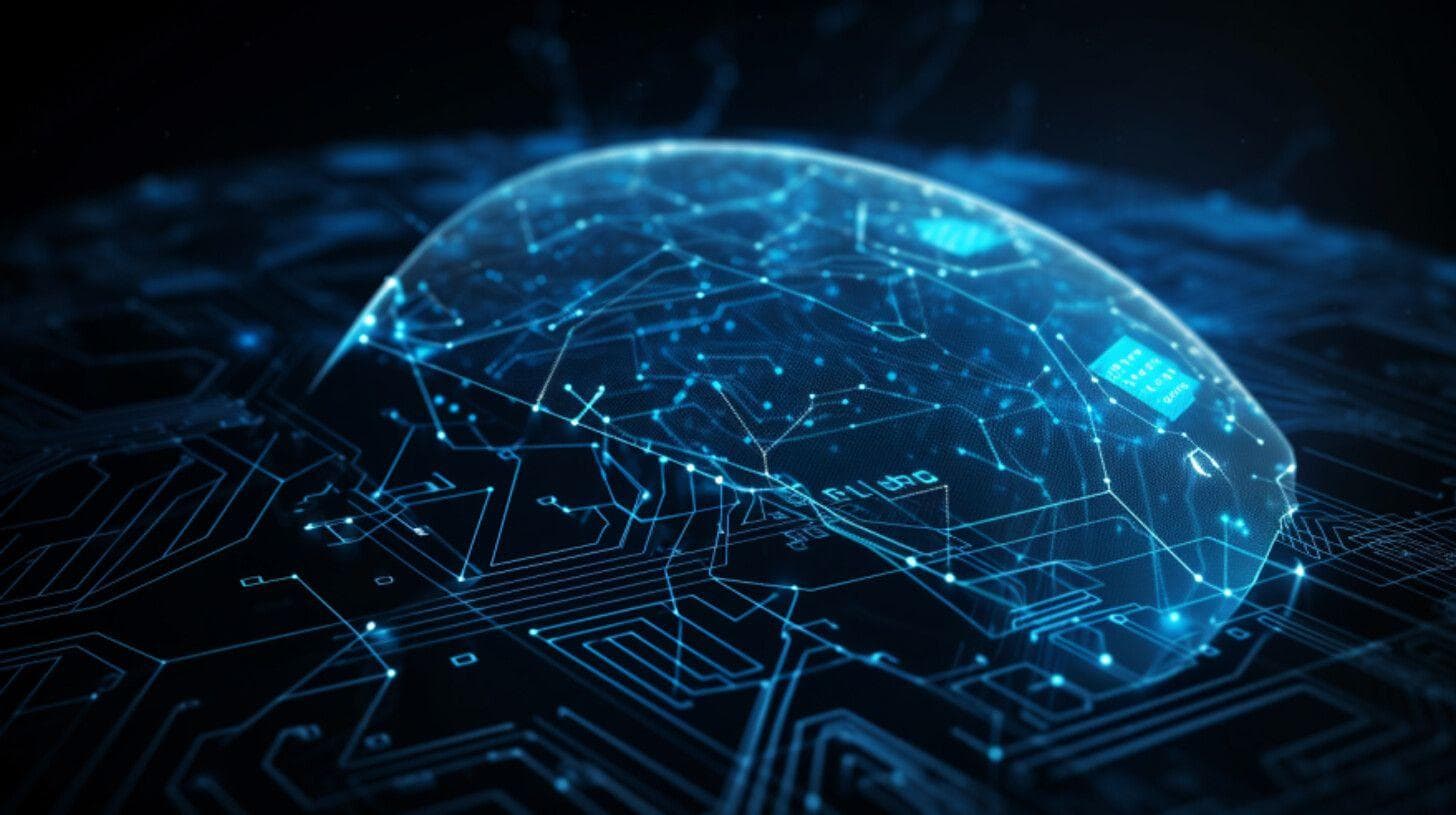 Photo d'un bouclier numérique lumineux sur un circuit imprimé symbolisant la protection informatique